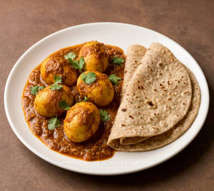 Simple Egg Curry Plate + Chapati (2 Pieces)