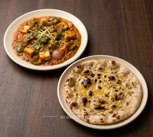 Paneer Kadhai + Tandoori Roti Butter (1 piece)