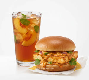 Paneer makhani burger + Peach ice tea