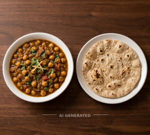 Chole Masala + Tawa Roti (1 piece)