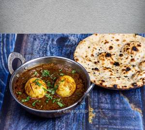 Egg Curry 2 Pcs + Tandoori Roti (1 Piece)