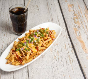 Cheese loaded fries + Soft drink