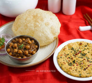 Chole Bhatoore + Missi Roti (1 piece)