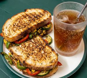 Veg Grill Sandwich + Colddrinks In Glass