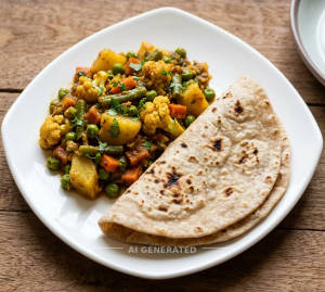 Mixed Veg + Sada Roti (2 pieces)
