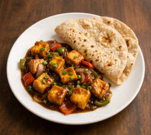 Paneer Chilli Gravy + Plain Roti (2 pieces)