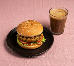 Nayko Veg Burger + Nayko Cold Coffee