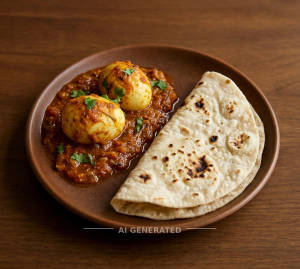 Egg Masala (2 Egg) + Tawa Roti (1 piece)