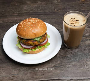 Veg Kebab Burger + Cold Coffee