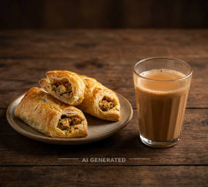 Chicken Puff + Dum Tea