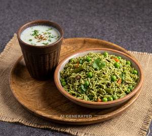 Green Peace Pulav + Normal Butter Milk