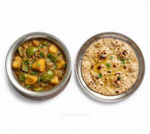 Aloo Shimla + Desi Ghee Tandoori Roti (1 piece)