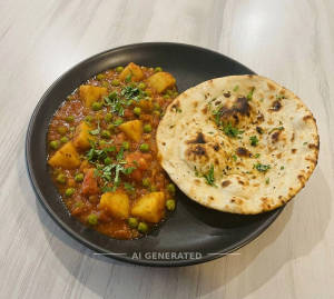 Aloo Matar Half + Tandooriroti (1 Piece)