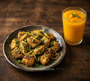 Lemon Chicken Dry + Mango Juice