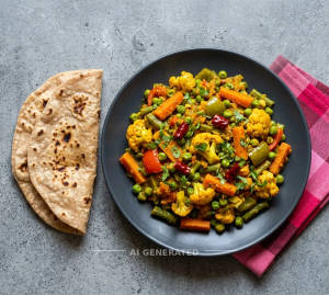 Seasonal Vegetable + Tawa Roti (2 Pieces)
