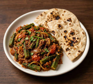 Bhindi Masala + Tandoori Roti (2 pieces)