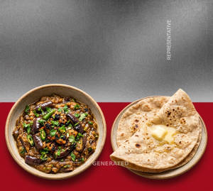 Baingan Bharta + Butter Roti (1 Piece)