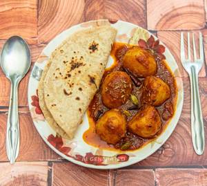 Kashmiri Aloo Dum + Roti (1 Piece)