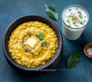 Butter Dal Khichadi + Buttermilk