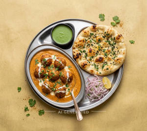 Malai Kofta + Kulchha (1 piece)
