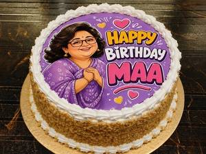 Eggless Butterscotch Happy Birthday Mom Special Cake