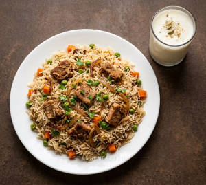 Pork pulao + Special Lassi