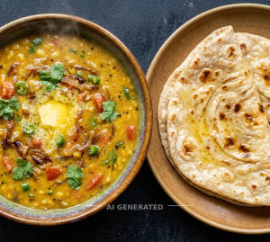 Butter Dal Fry + Butter Roti (1 Piece)
