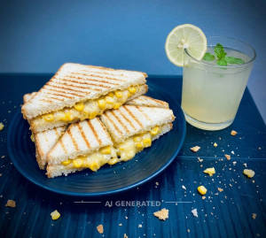 Cheese Corn Sandwich + Lemon Beverage