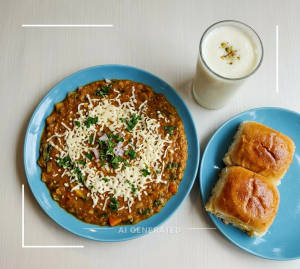 Amul Cheese Pav Bhaji + Sweet Lassi