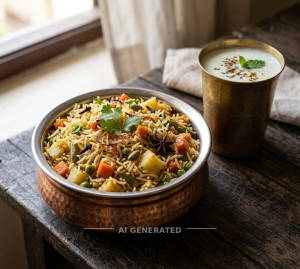 Veg Pulao + Butter Milk