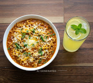 Cheese Masala Maggi + Lemon Drink