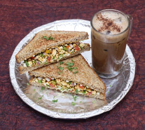 Veg Paneer Sandwich + Cold Coffe