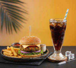 Veg Burger + Soft Drink