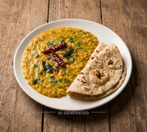 Dal Fry + Plain Roti (2 pieces)
