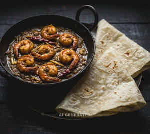 Prawns (6 Pcs) + Rumali Roti (2 pieces)