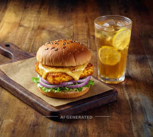 Cheesy Burger + Lemon Iced Tea [New]