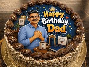 Eggless Belgian Truffle Happy Birthday Dad Special Cake