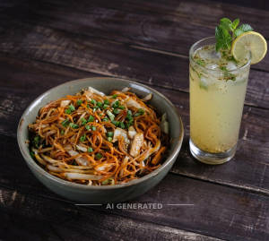 Hakka noodles + Masala lemonade