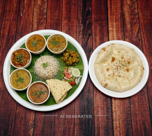 Veg meal + Plain naan (1 piece)
