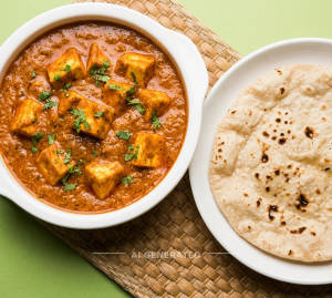 Paneer Masala + Plain Roti (1 Piece)