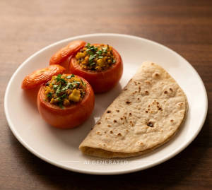 Stuffed tomato + Tawa roti plain (1 piece)