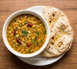 Dal Fry + Plate Tawa Roti (2 pieces)