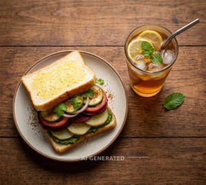 Bombay kaccha sandwich + Lemon iced tea