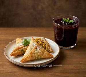 Sweet corn samosa(3pieces)- + Black current