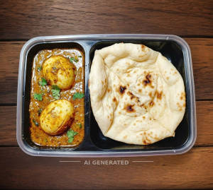Egg Curry + Plain Naan (1 piece)