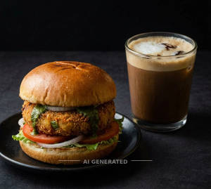 Veg aloo tikki burger + Cold coffee