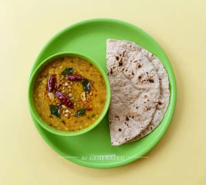 Dal Tadka + Plain Tawa Roti (2 pieces)