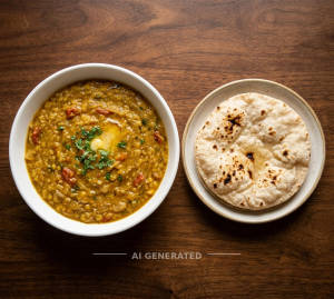 Yellow Dal Fry + Plain Roti (1 piece)