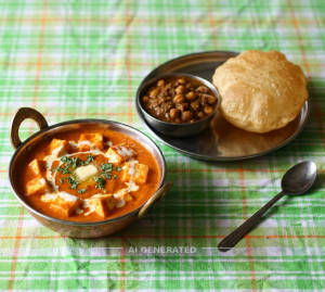 Paneer butter masala + Chhole puri (1 piece)