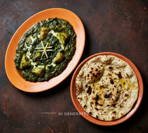 Aloo Palak + Tandoori Roti (1 piece)